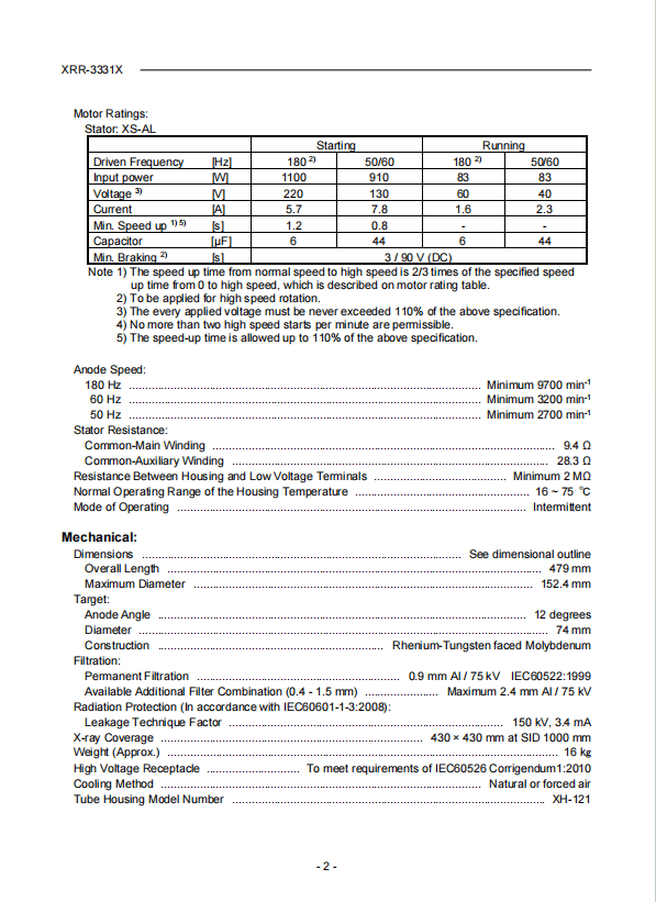佳能（原东芝Toshiba）PE-XRR-3331X球管 2