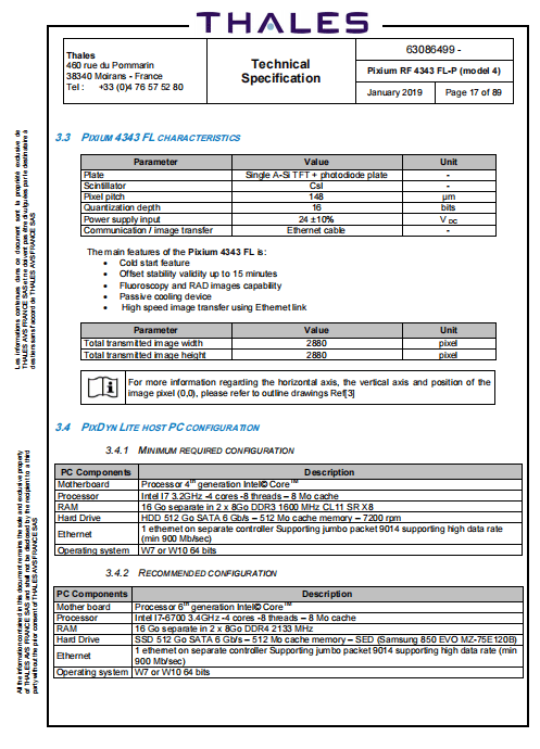 泰雷兹THALES Pixium RF 4343 FL-P平板探测器 1