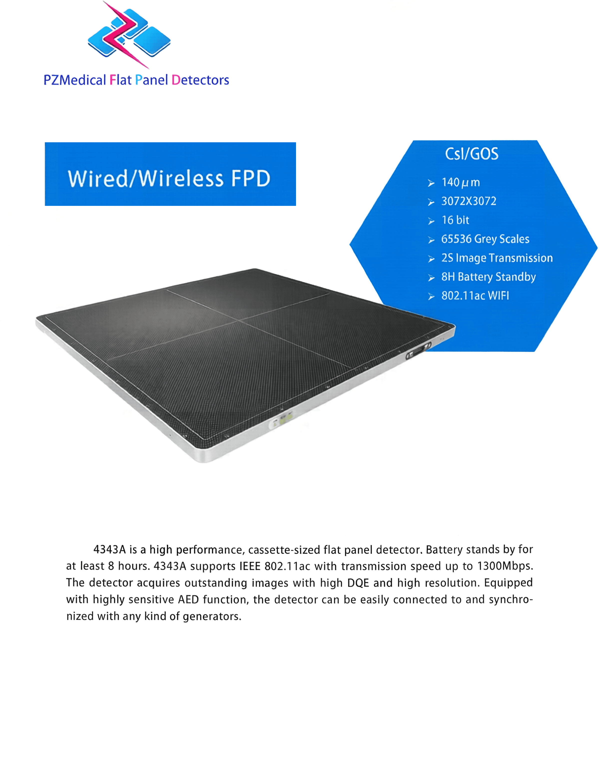 PinZhen 4343A Wireless Flat Panel Detector 1