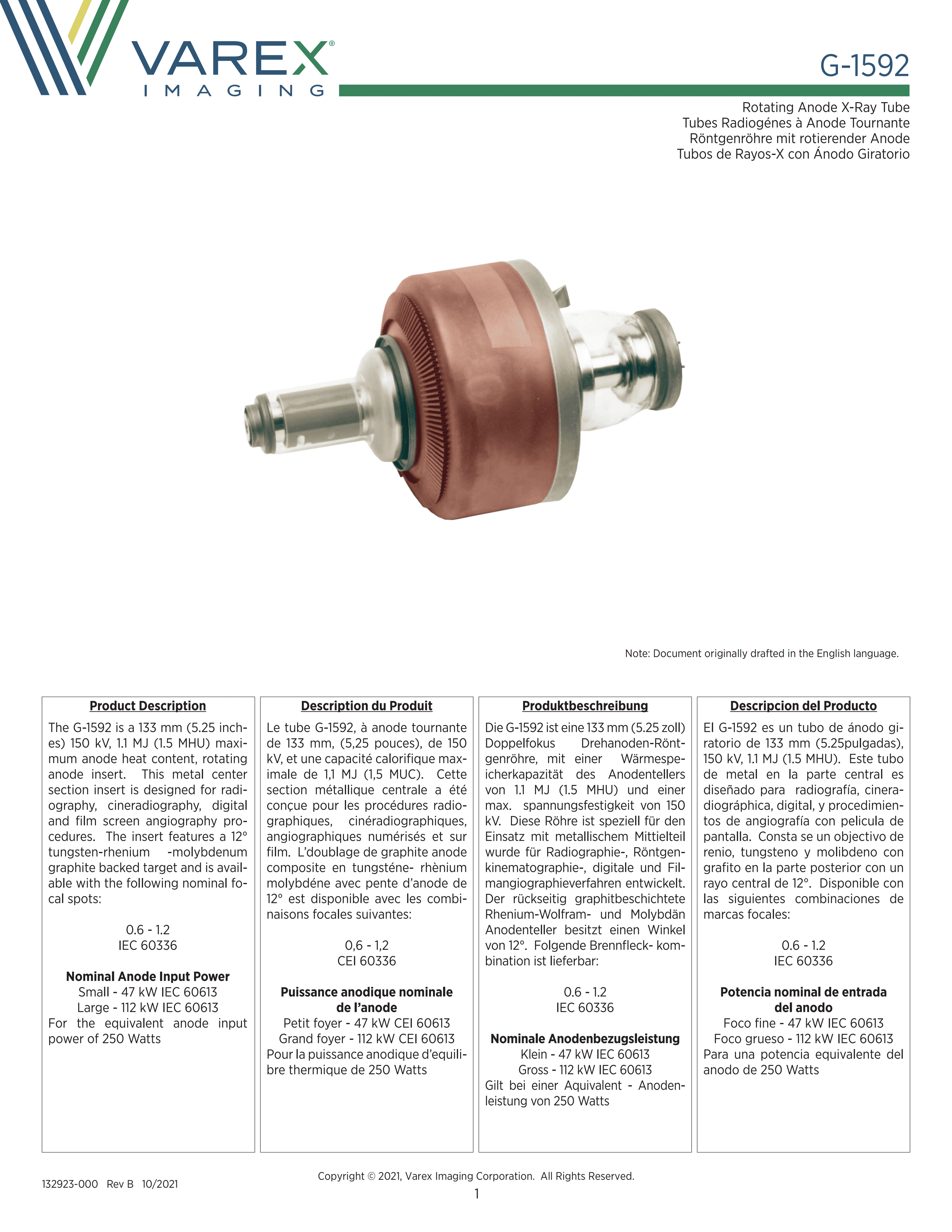 Varex G-1592 CT X-ray Tube